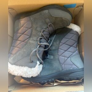 Columbia Gray Snow Boots with Faux Fur Trim
